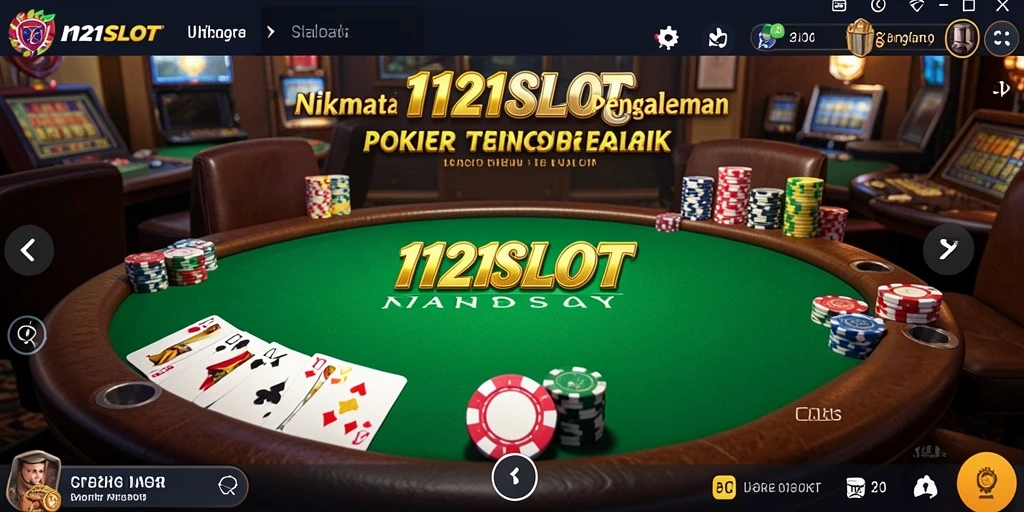 Screenshot gameplay 1121SLOT yang menampilkan aksi poker yang seru.