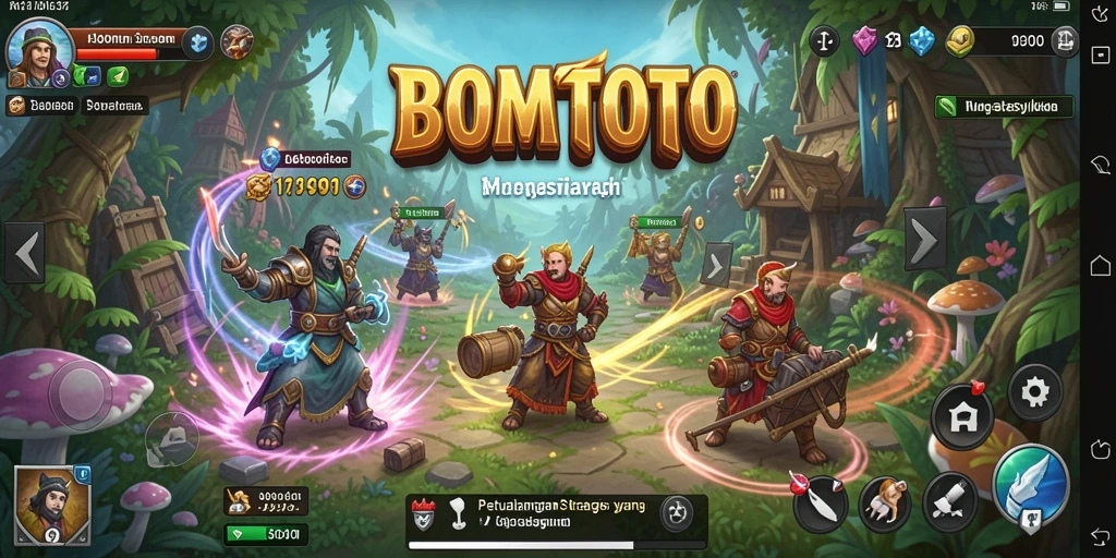 Screenshot gameplay <strong>BOMTOTO</strong> menampilkan pertempuran strategis yang mendebarkan.