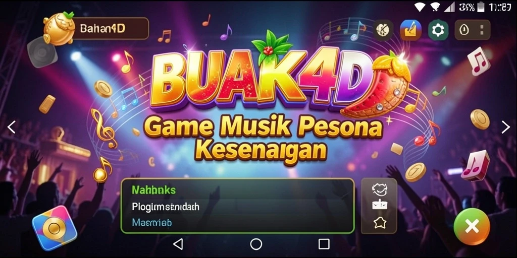 Screenshot gameplay BUAH4D menampilkan keseruan bermain musik.