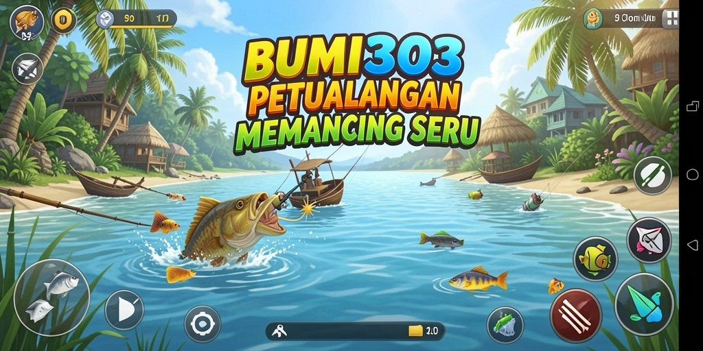Gameplay seru BUMI303 dengan aksi menangkap ikan.