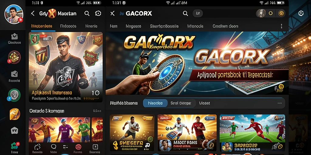 Screenshot utama GACORX menampilkan antarmuka taruhan olahraga yang dinamis.