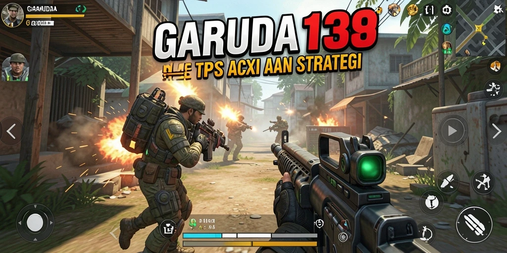Screenshot gameplay GARUDA138 menampilkan aksi tembak-menembak yang intens.