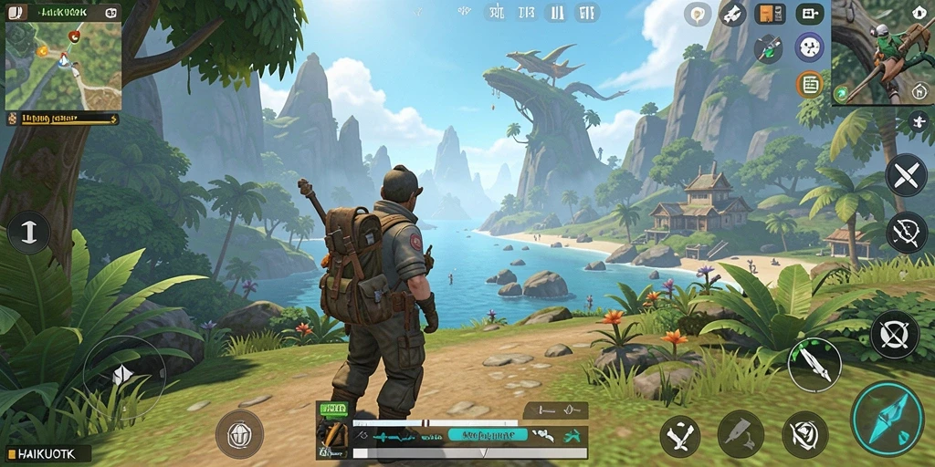 Tampilan gameplay HAIKUOTK yang menakjubkan di dunia terbuka.
