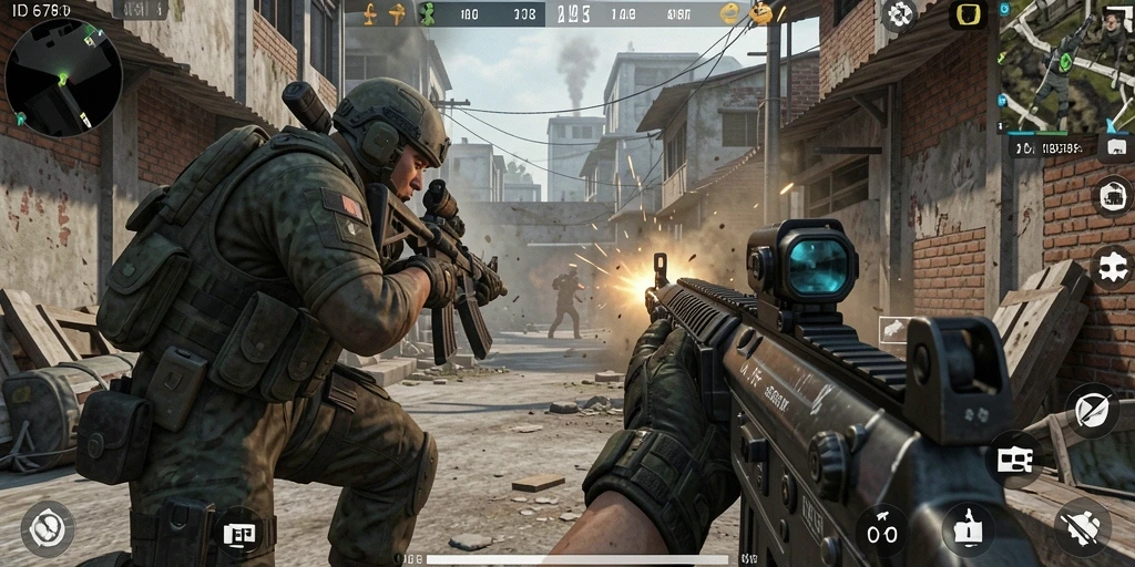 Gameplay seru dan adiktif dari ID678 dalam genre FPS.