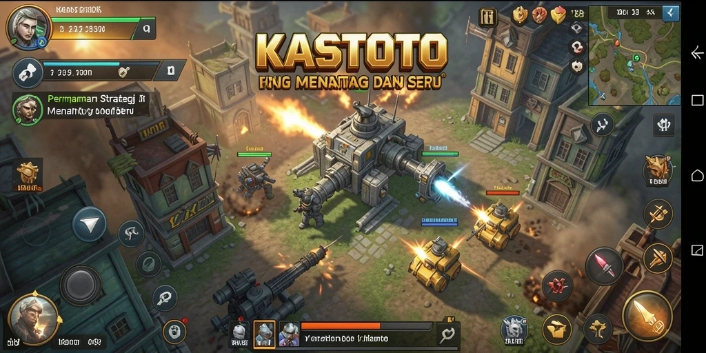 Screenshot gameplay KASTOTO dengan pertempuran strategi yang intens.