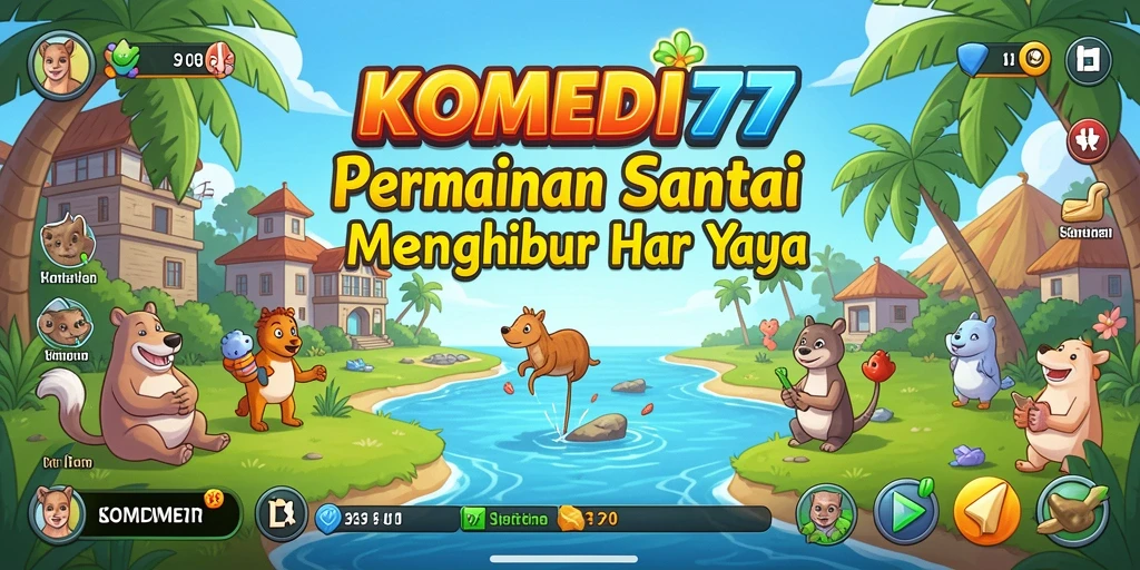 Tampilan gameplay ceria dan interaktif dari KOMEDI77.