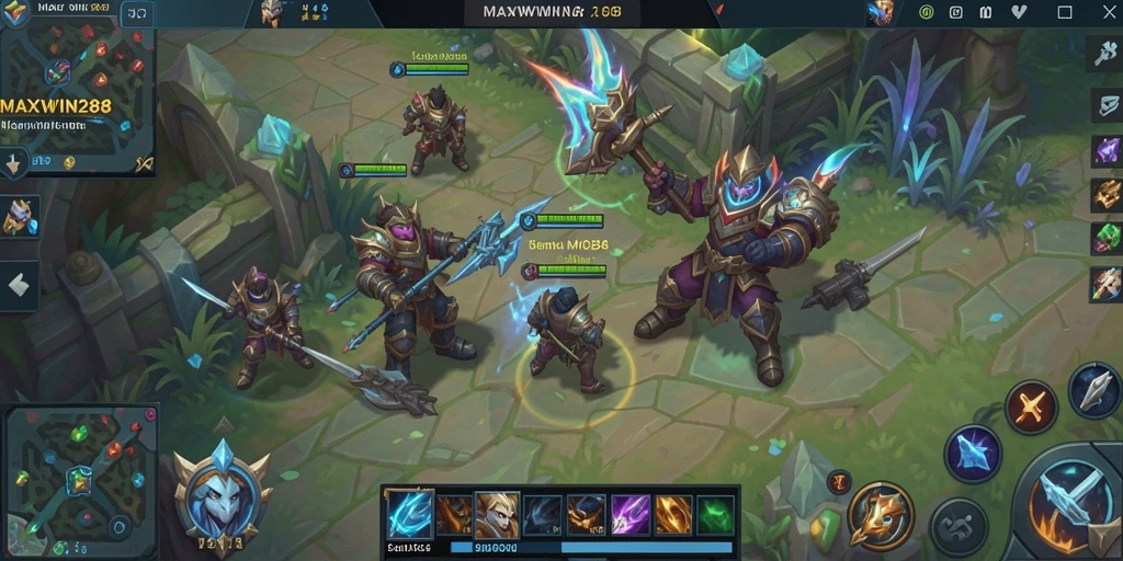 Tampilan gameplay seru MAXWIN288 dengan aksi MOBA yang intens.