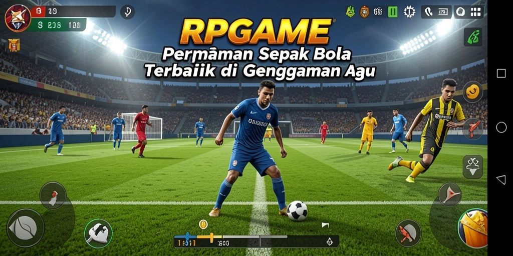 Tampilan gameplay menarik dari RPGAME dengan aksi sepak bola mendebarkan.