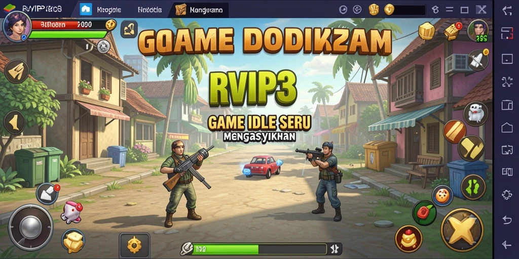 Tampilan gameplay RVIP3 yang menampilkan karakter dalam misi Idle.