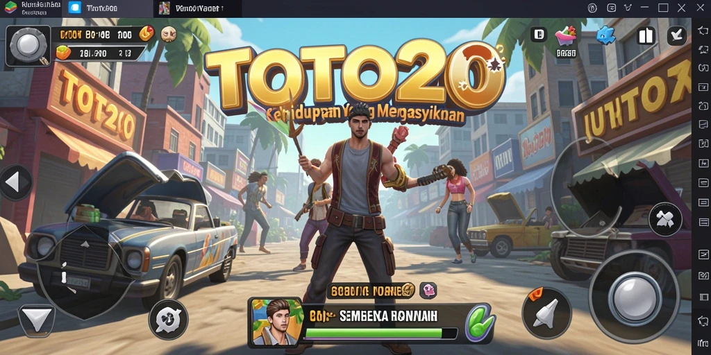 Tampilan screenshot utama TOTO20 saat gameplay simulasi kehidupan.