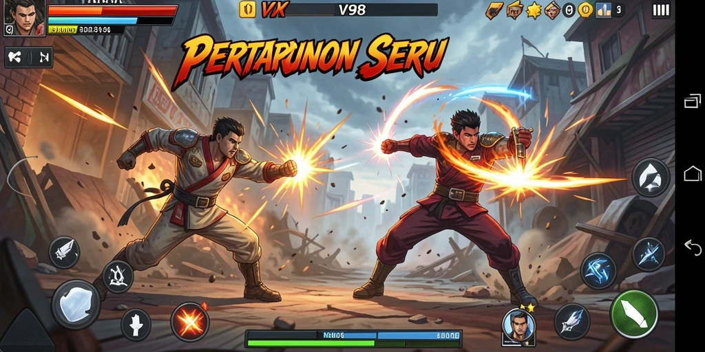 Tampilan seru V98 dengan aksi mendebarkan dan karakter yang beragam.
