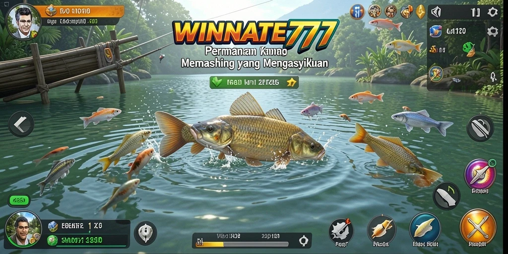 Screenshot gameplay WINRATE777 menampilkan aksi memancing yang seru dan penuh warna.